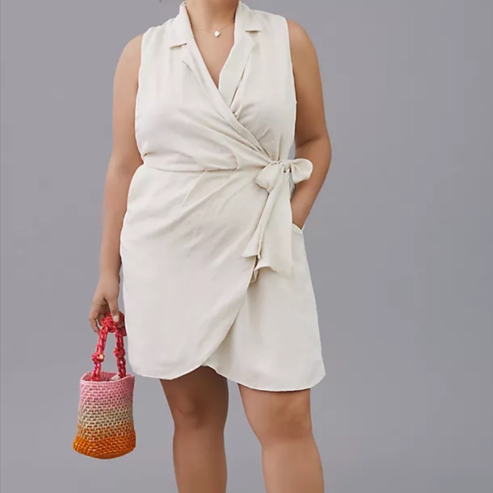 Anthropologie Linen Wrap Dress NWT
